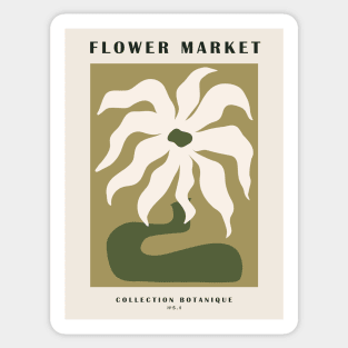 Flower market, Abstract flower in a vase, Retro print, Green botanical art, Aesthetic poster, Cottagecore Sticker